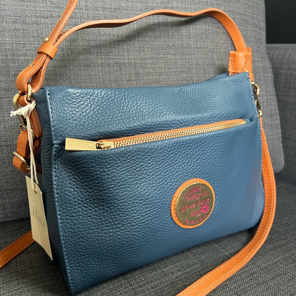 NWT VALENTINA CROSSBODY SHOULDER BAG ITALIAN LEATHER - Picture 2 of 8